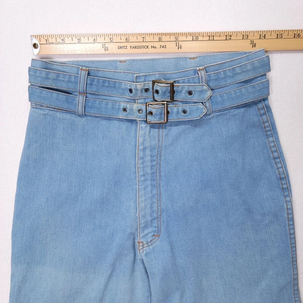 Pentimento Vintage High Waisted Wide Leg Double Belt Jeans Light Wash 13L - Picture 10 of 10